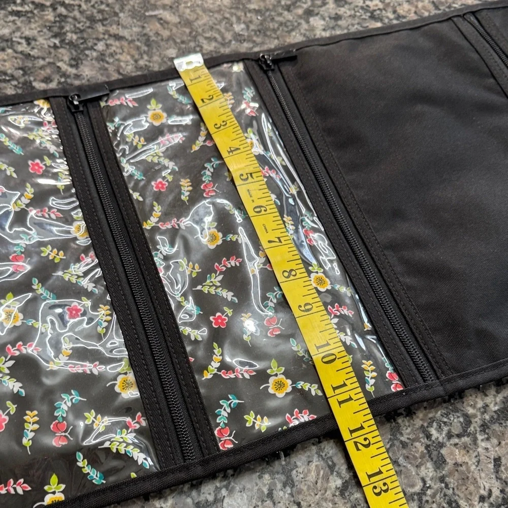 Vera Bradley Black Hanging cosmetics Organizer with Floral Trim EUC